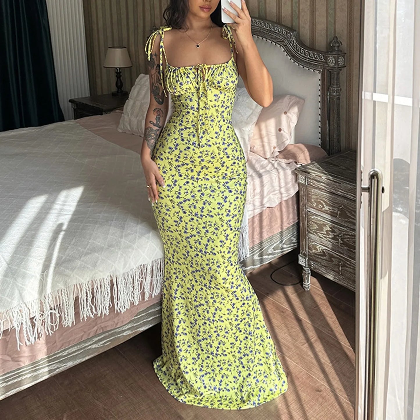 Retro Floral Maxi Dress